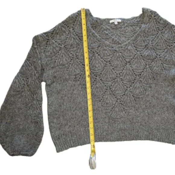 Q&A Gray Textured Knit Balloon Sleeve Sweater Wool Blend – Size XL - Picture 5 of 9